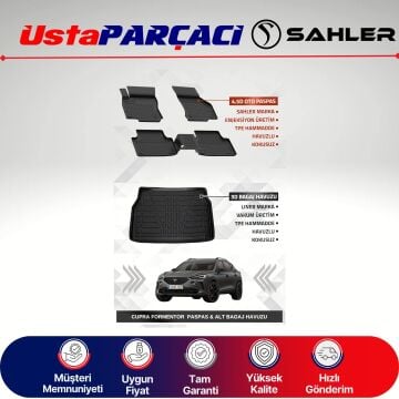 Sahler Cupra Formentor 2020-2024 Uyumlu Araca Özel 4.5D Havuzlu Oto Paspas + 3D Alt Bagaj Havuzu (5 Parça)