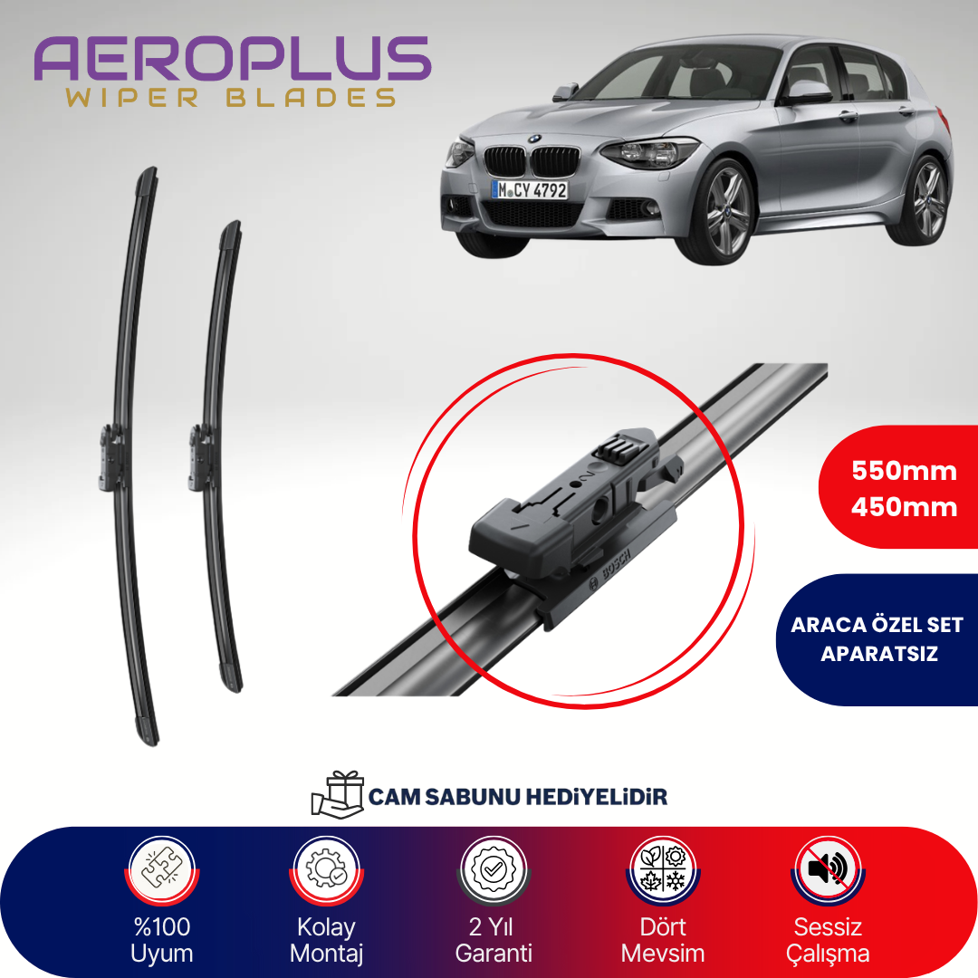 Aeroplus BMW 1 Serisi F20-F21 2011-2019 Muz Silecek Takımı