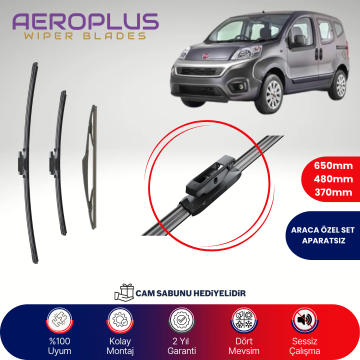 Aeroplus Fiat Fiorino 2007-2024 Ön Arka Muz Silecek Takımı