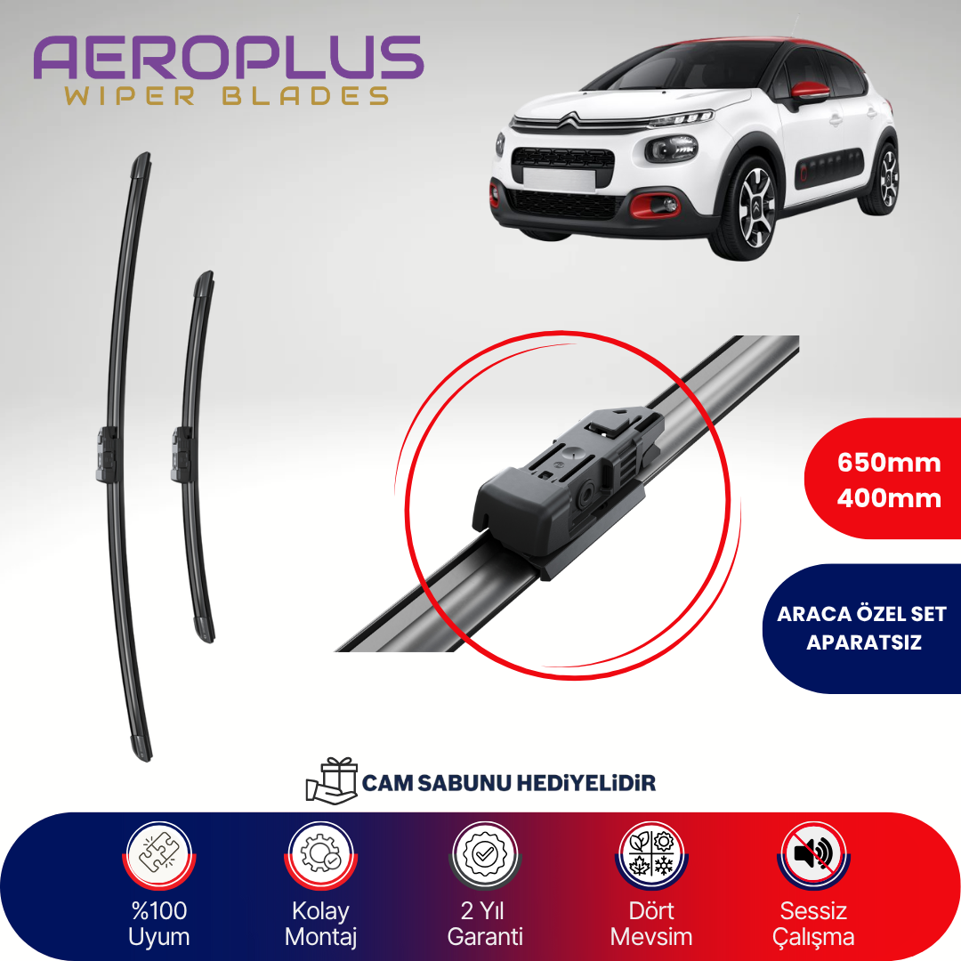 Aeroplus Citroen C3 2016-2023 Muz Silecek Takımı