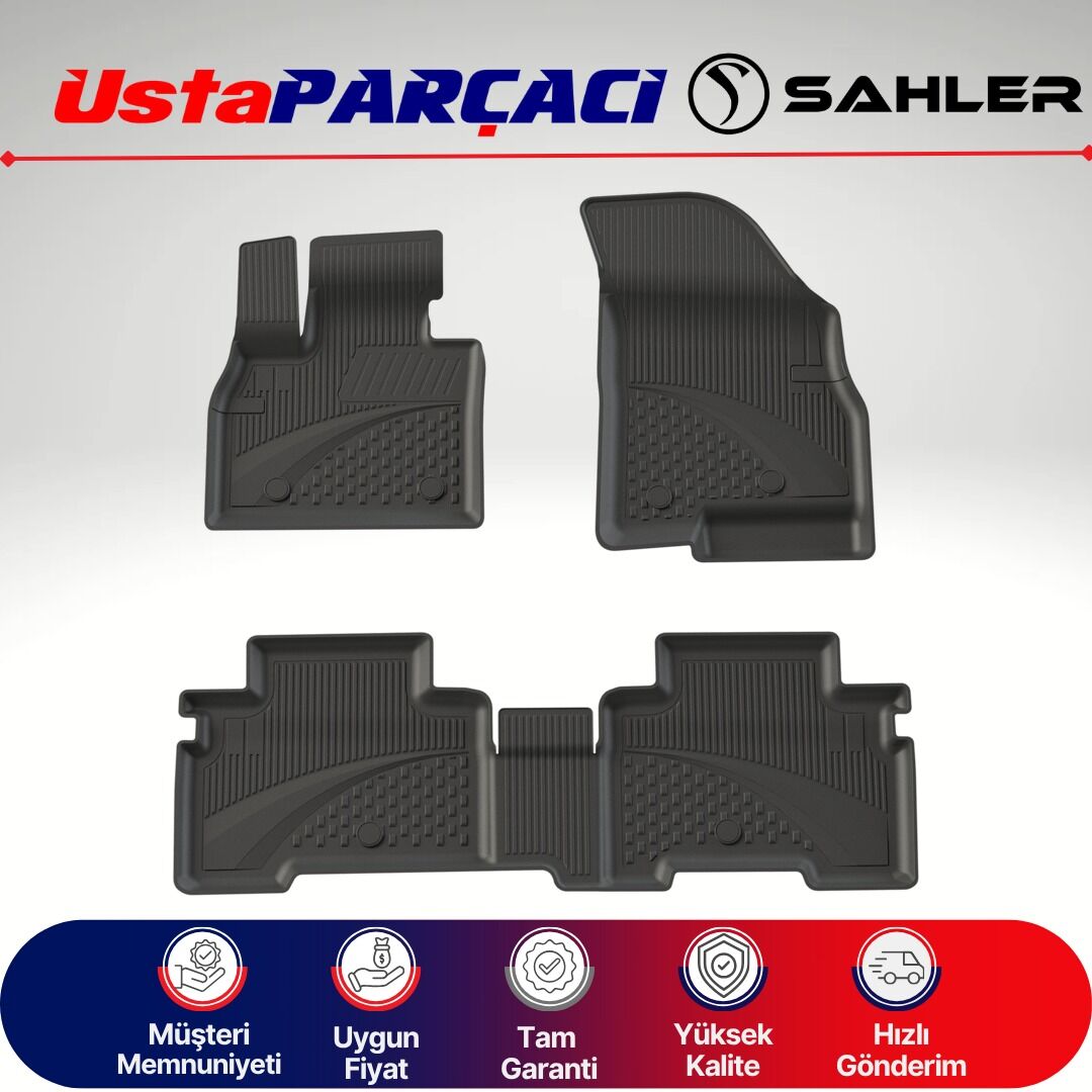 Sahler Chery Tiggo 8 2025 ve+ Uyumlu Araca Özel 4.5D Havuzlu Oto Paspas (4 Parça) Siyah