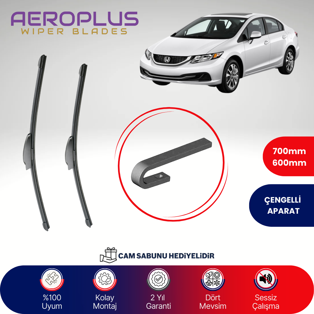 Aeroplus Honda Civic FD6-FB7 2006-2016 Muz Silecek Takımı
