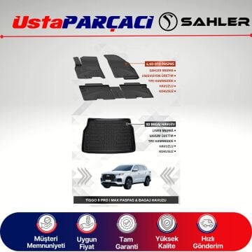 Sahler Chery Tiggo 8 Pro / Max 2022-2025 Uyumlu Araca Özel 4.5D Havuzlu Oto Paspas + 3D Bagaj Havuzu (3 Parça)
