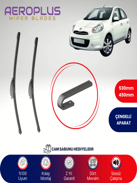 Aeroplus Nissan Micra K12 2005-2010 Muz Silecek Takımı