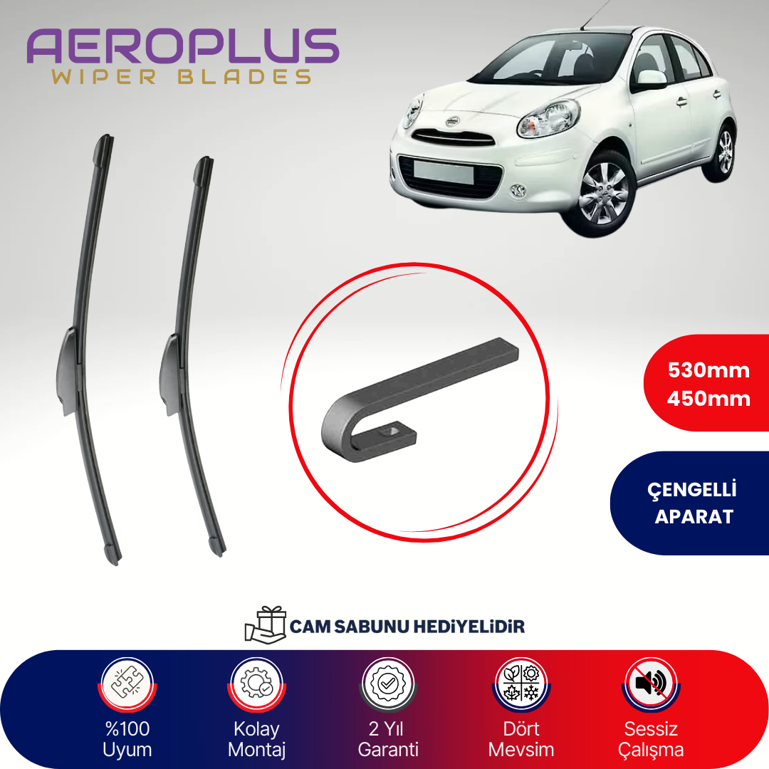 Aeroplus Nissan Micra K12 2005-2010 Muz Silecek Takımı