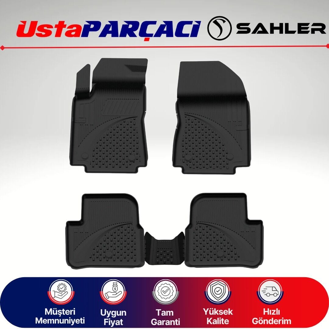 Sahler Citroen C3 Hb 2016-2024 Uyumlu Araca Özel 4.5D Havuzlu Oto Paspas (5 Parça) Siyah