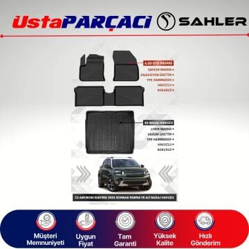 Sahler Citroen C3 Aircross Elektrikli 2025+ Uyumlu Araca Özel 4.5D Havuzlu Oto Paspas (5 Parça) Siyah