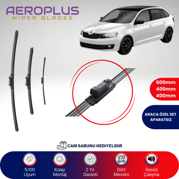 Aeroplus Skoda Rapid 2012-2019 Ön Arka Muz Silecek Takımı