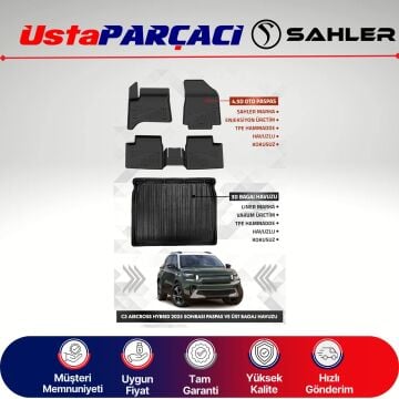 Sahler Citroen C3 Aircross Hybrid 2025 ve+ Uyumlu Araca Özel 4.5D Havuzlu Oto Paspas (5 Parça) Siyah