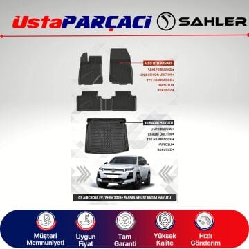 Sahler Citroen C5 Aircross Elektrikli / Hybrid 2025+ Uyumlu Araca Özel 4.5D Havuzlu Oto Paspas + 3D Üst Bagaj Havuzu (5 Parça)