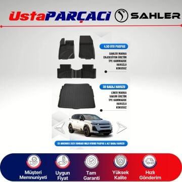 Sahler Citroen C5 Aircross Hybrid 2025+ Uyumlu Araca Özel 4.5D Havuzlu Oto Paspas + 3D Alt Bagaj Havuzu (5 Parça)