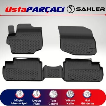 Sahler Citroen C-Elysee 2012+ Uyumlu Araca Özel 4.5D Havuzlu Oto Paspas (5 Parça) Siyah