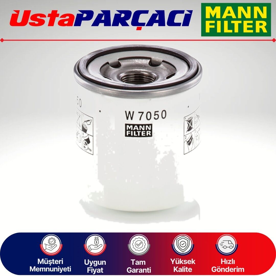 Mann-Filter Ford Custom V362 2.2 Tdci Dizel Yağ Filtresi Metal 2012-2018 W7050 BK2Q-6714-AA