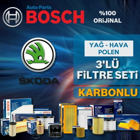 Bosch Skoda Fabia 1.2 Benzin Filtre Bakım Seti 2007-2014 3KP CGP-BBM-CHF-BZG-CEV-CHT