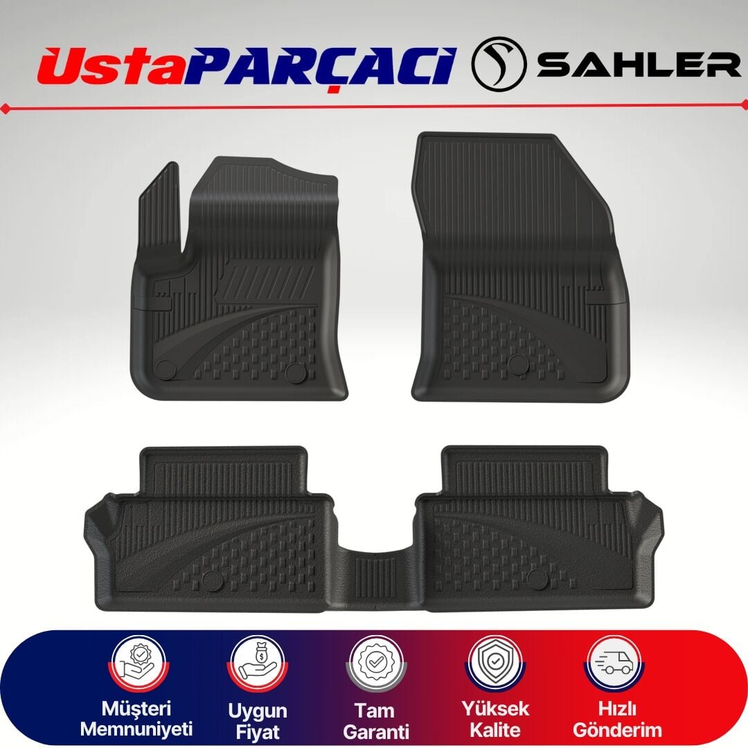 Sahler Citroen e-C3 Hb 2024 ve+ Uyumlu Araca Özel 4.5D Havuzlu Oto Paspas (5 Parça) Siyah