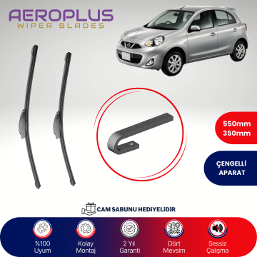 Aeroplus Nissan Micra K13 2010-2016 Muz Silecek Takımı