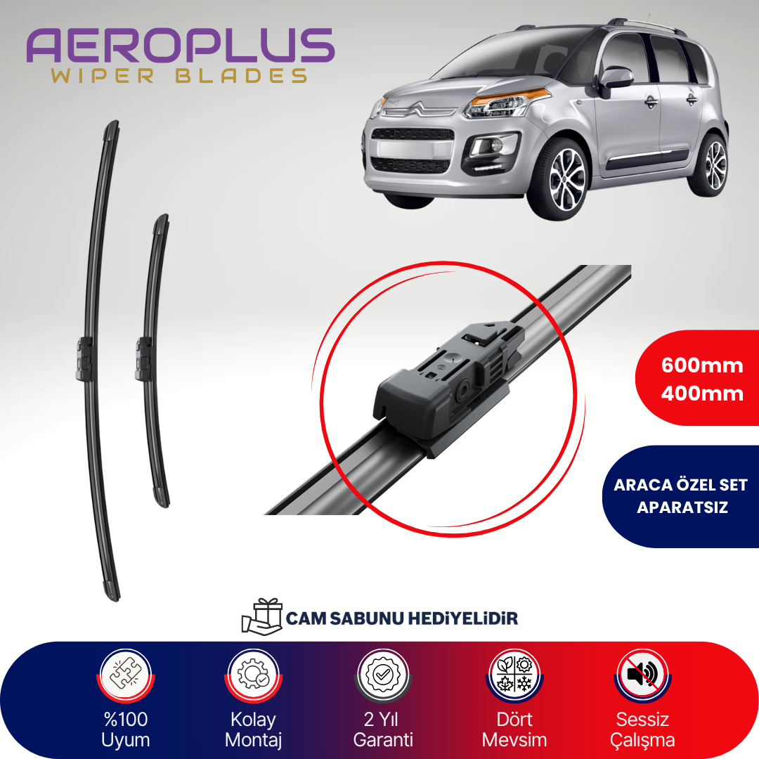 Aeroplus Citroen C3 Picasso 2009-2010 Muz Silecek Takımı