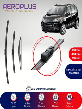 Aeroplus Citroen C3 Picasso 2009-2010 Ön Arka Muz Silecek Takımı