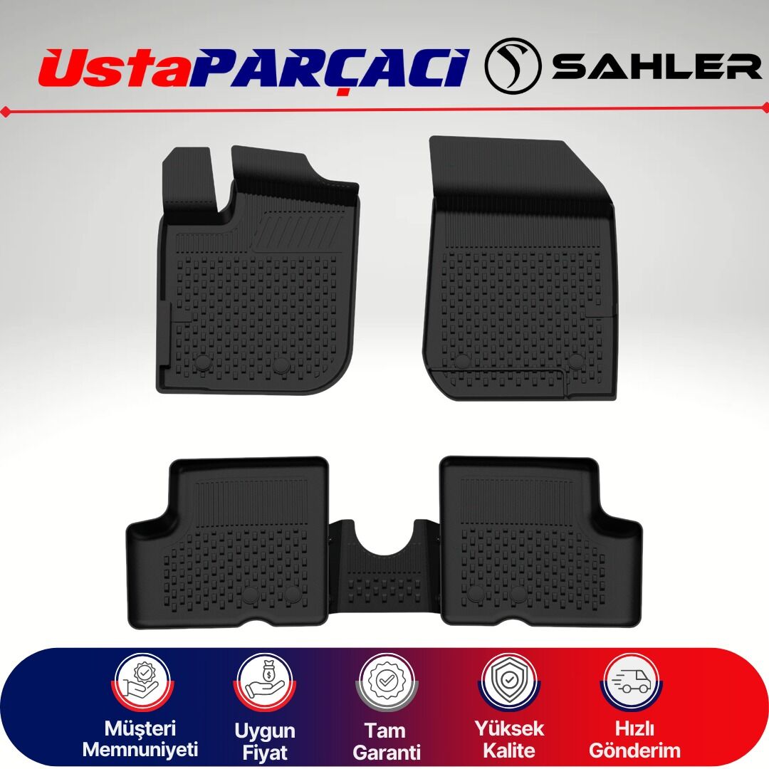 Sahler Dacia Duster 4X2 2010-2013 Uyumlu Araca Özel 4.5D Havuzlu Oto Paspas (5 Parça) Siyah