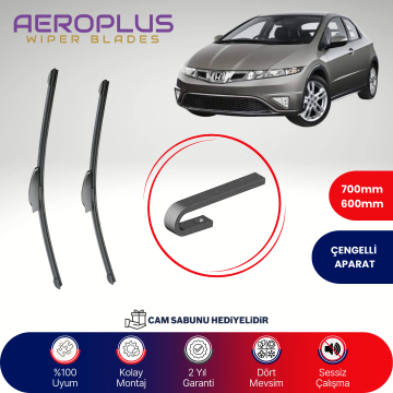 Aeroplus Honda Civic HB 2006-2011 Muz Silecek Takımı