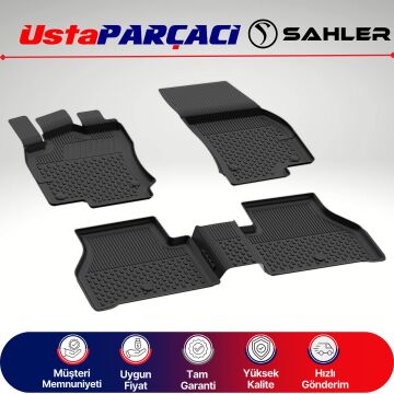 Sahler Ford Tourneo Courier 2014-2023 Uyumlu Araca Özel 4.5D Havuzlu Oto Paspas (5 Parça) Siyah