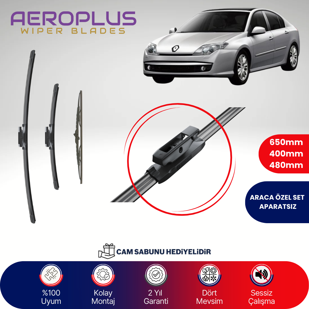 Aeroplus Renault Laguna 3 2007-2016 Ön Arka Muz Silecek Takımı