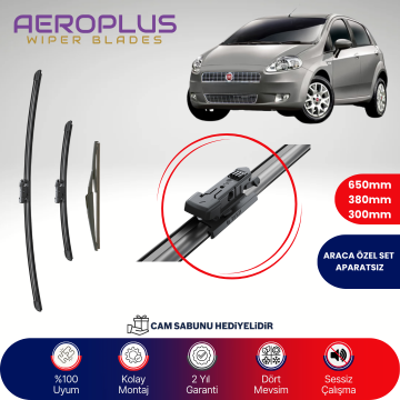 Aeroplus Fiat Grande Punto 2005-2013 Ön Arka Muz Silecek Takımı