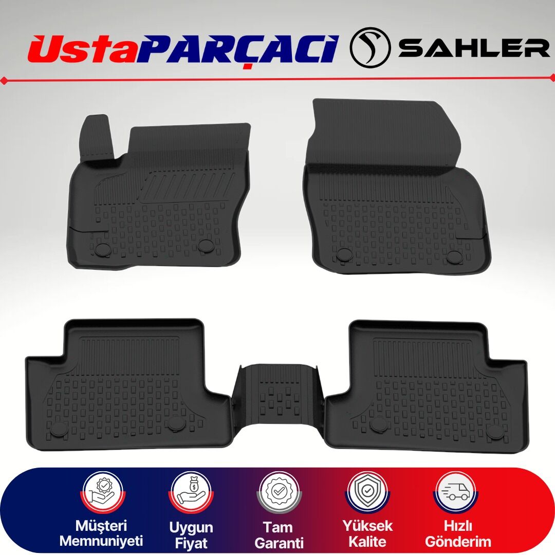 Sahler Ford Focus 3 - 3,5 2010-2018 Uyumlu Araca Özel 4.5D Havuzlu Oto Paspas Siyah