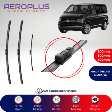 Aeroplus VW Transporter / Caravelle 2015-2019 Ön Arka Muz Silecek Takımı