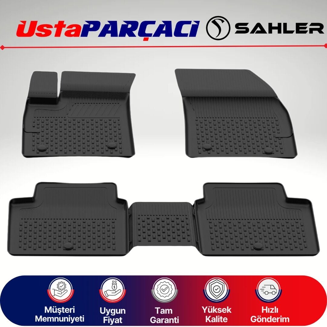 Sahler Ford Focus 4 2019+ Uyumlu Araca Özel 4.5D Havuzlu Oto Paspas (5 Parça) Siyah