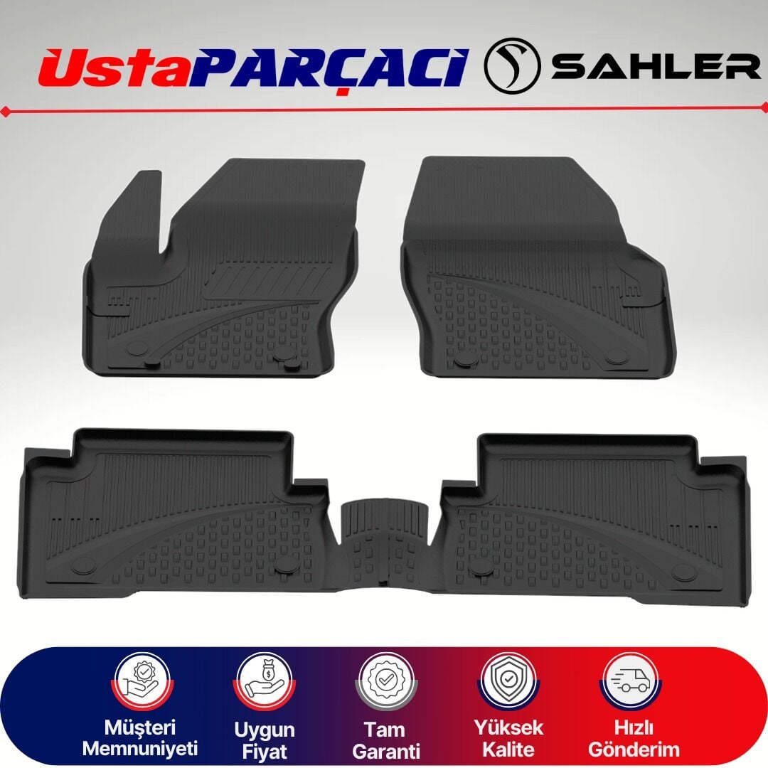 Sahler Ford Kuga 2013-2019 Uyumlu Araca Özel 4.5D Havuzlu Oto Paspas (4 Parça) Siyah