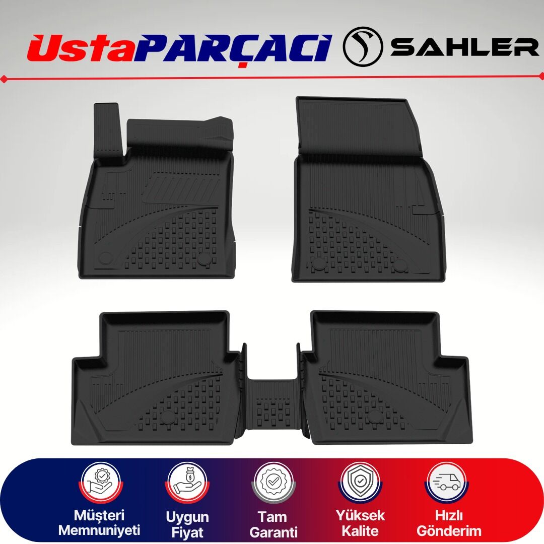 Sahler Ford Puma 2019+ Uyumlu Araca Özel 4.5D Havuzlu Oto Paspas (5 Parça) Siyah