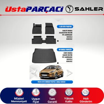 Sahler Ford Fiesta 2018+ Uyumlu Araca Özel 4.5D Havuzlu Oto Paspas + 3D Bagaj Havuzu (5 Parça)