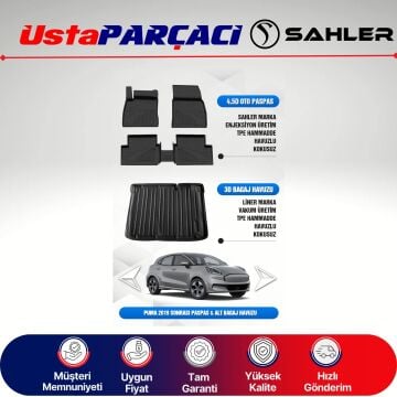 Sahler Ford Puma 2019+ Uyumlu Araca Özel 4.5D Havuzlu Oto Paspas + 3D Alt Bagaj Havuzu (5 Parça)