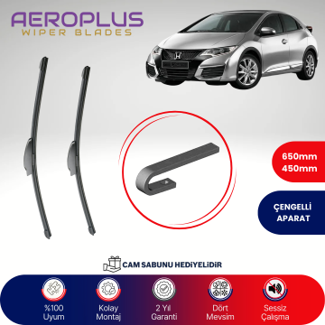 Aeroplus Honda Civic HB 2012-2017 Muz Silecek Takımı