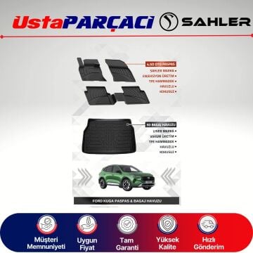 Sahler Ford Kuga 2020+ Uyumlu Araca Özel 4.5D Havuzlu Oto Paspas + 3D Bagaj Havuzu (5 Parça)