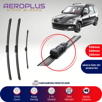 Aeroplus Skoda Roomster 2013-2015 Ön Arka Muz Silecek Takımı