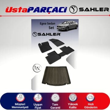 Sahler Fiat Egea Sedan Uyumlu Araca Özel 4.5D Havuzlu Oto Paspas + 3D Bagaj Havuzu (5 Parça)