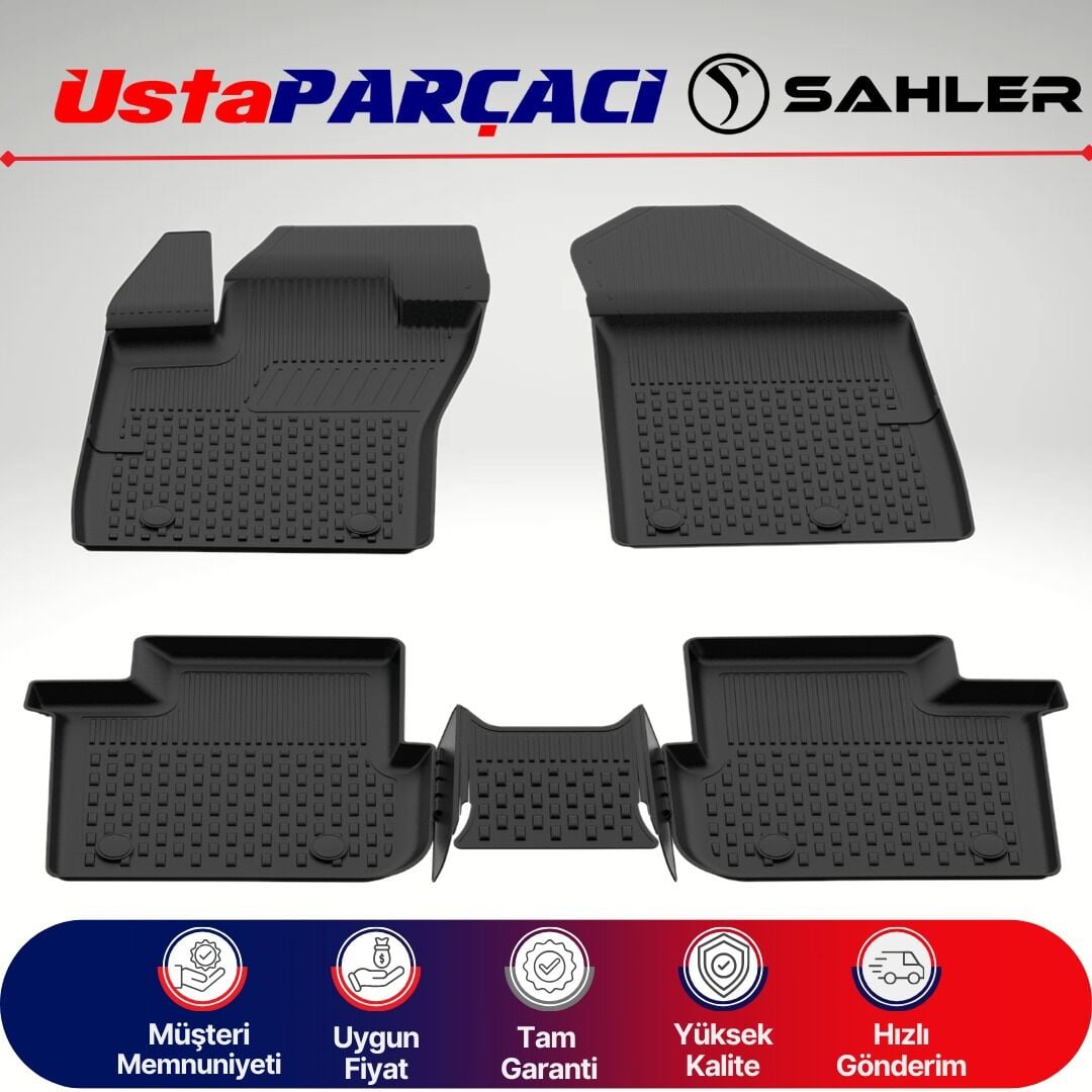 Sahler Fiat Egea Hb / Sw 2016+ Uyumlu Araca Özel 4.5D Havuzlu Oto Paspas (5 Parça) Siyah