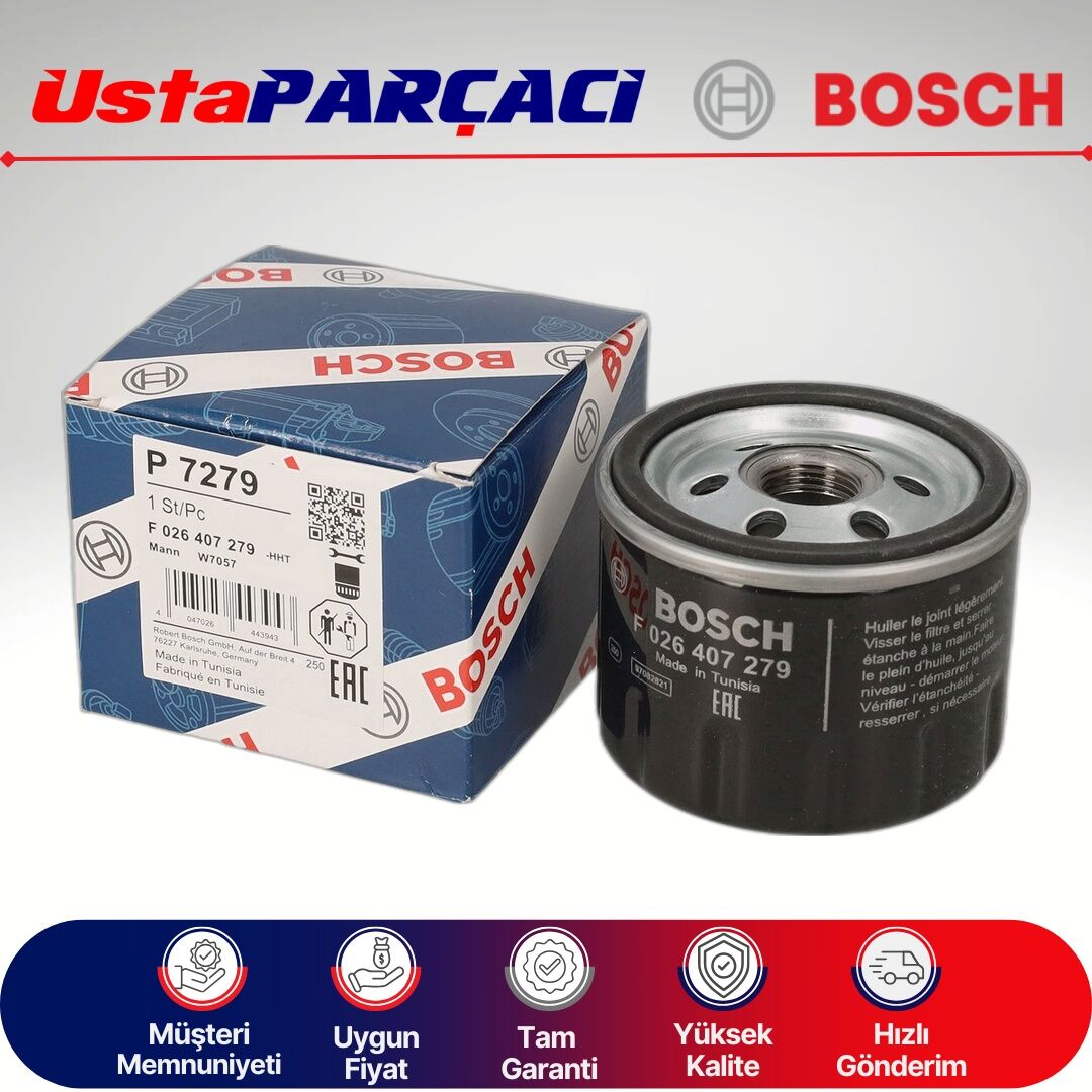 Bosch Ford Fiesta 1.1 Yağ Filtresi 2018-2019 F026407279 P7279 H6BG-6714-BA