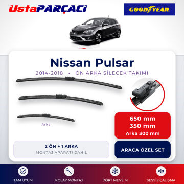 Goodyear Nissan Pulsar 2014-2018 Ön Arka Muz Silecek Takımı