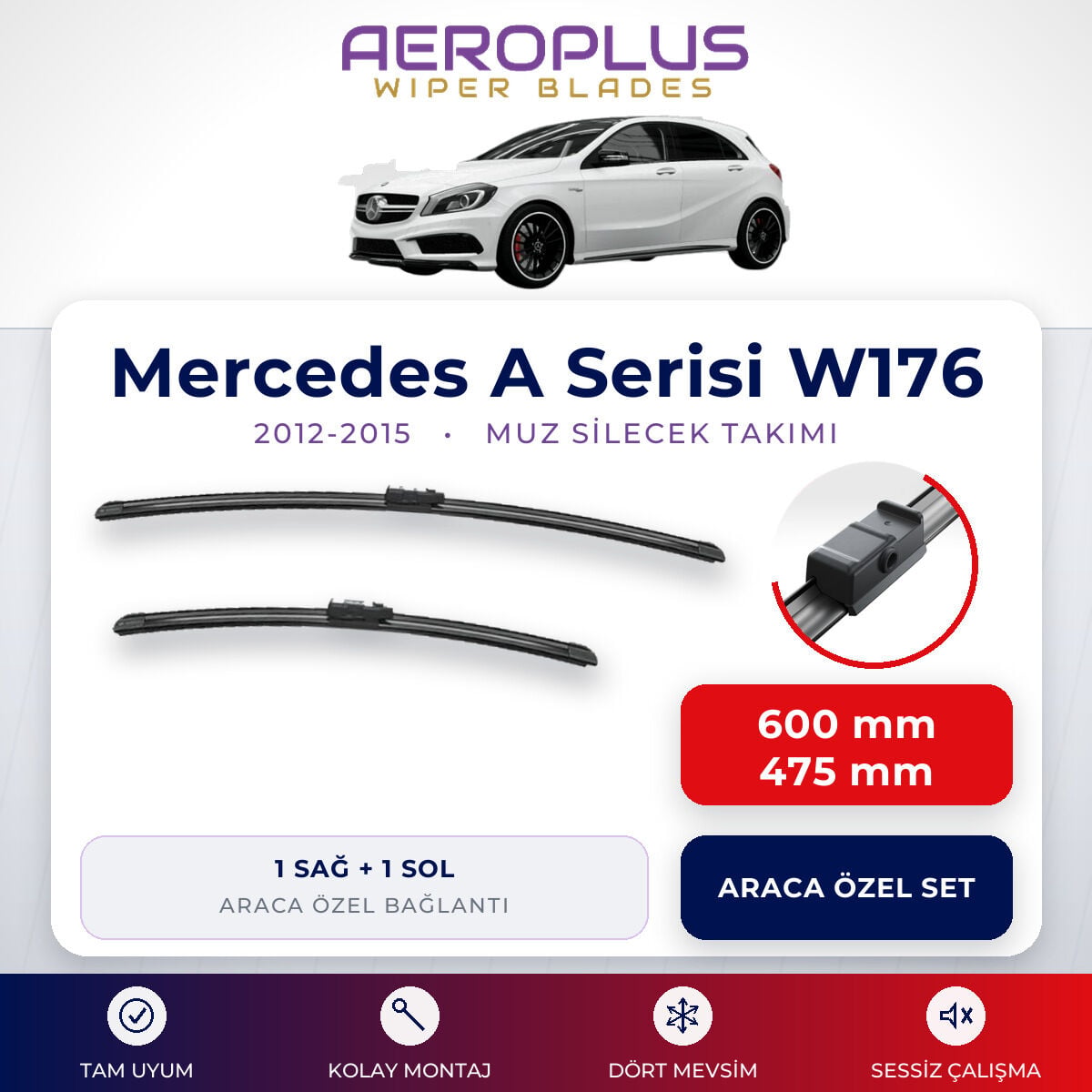 Aeroplus Mercedes A Serisi W176 2012-2015 Muz Silecek Takımı