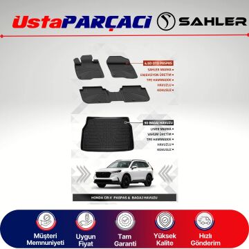 Sahler Honda Cr-V 2024+ Uyumlu Araca Özel 4.5D Havuzlu Oto Paspas + 3D Bagaj Havuzu (4 Parça)