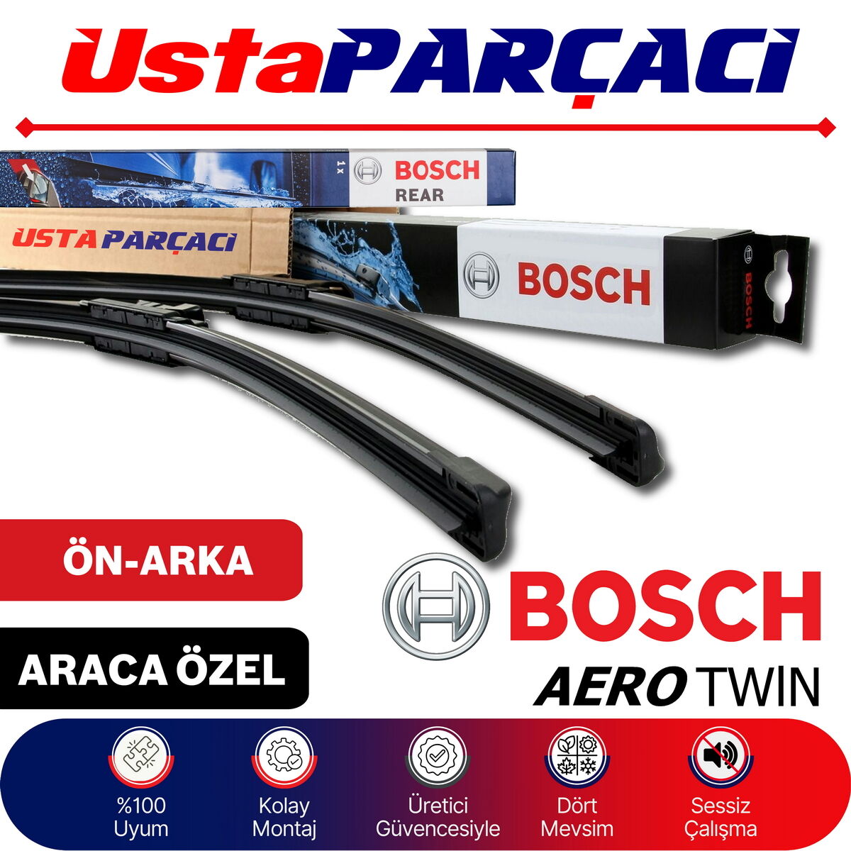Bosch VW Taigo 2022-2025 Aerotwin-Rear Ön Arka Silecek Takımı A863S A335H