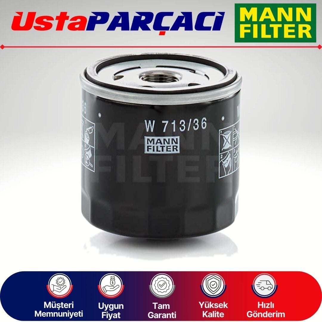 Mann-Filter Ford Ranger 2.5 Tdci Dizel Yağ Filtresi 2007-2011 W713/36 6M34-6731-AA
