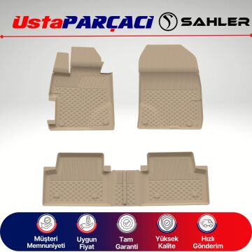 Sahler Honda Civic 2006-2012 Uyumlu Araca Özel 4.5D Havuzlu Oto Paspas (4 Parça) Bej