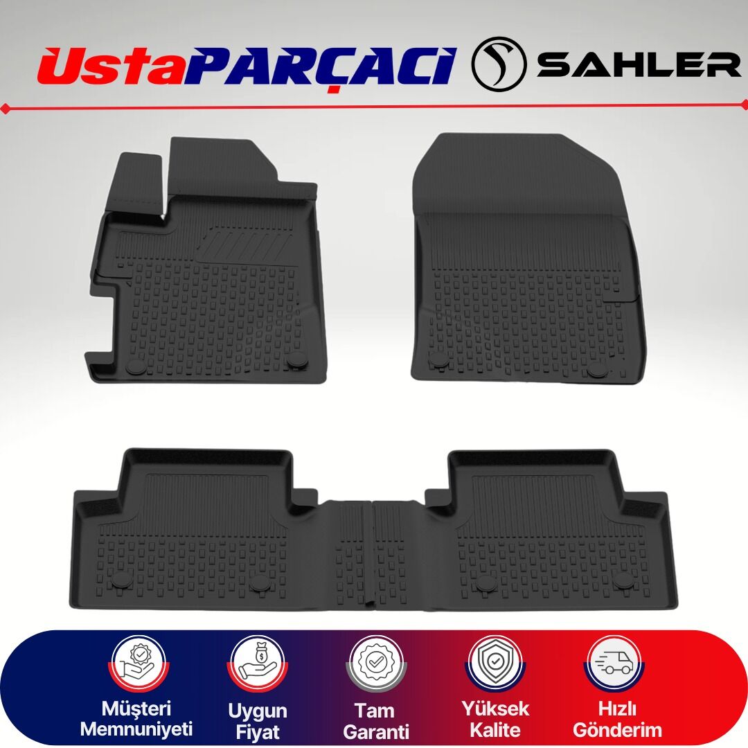 Sahler Honda Civic 2012-2015 Uyumlu Araca Özel 4.5D Havuzlu Oto Paspas (4 Parça) Siyah