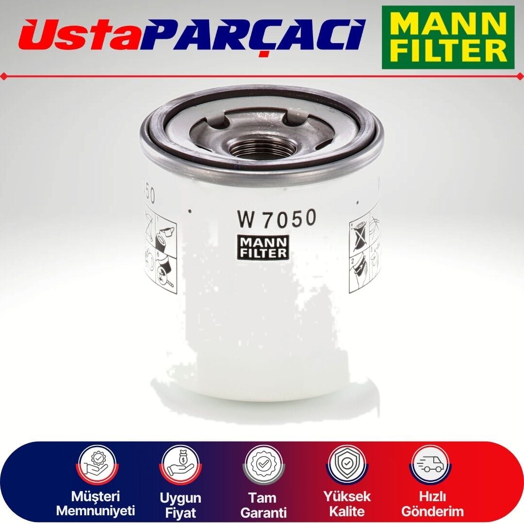 Mann-Filter Ford Transit V347 2.2 Tdci Dizel Yağ Filtresi Metal 2012-2013 W7050 BK2Q-6714-AA