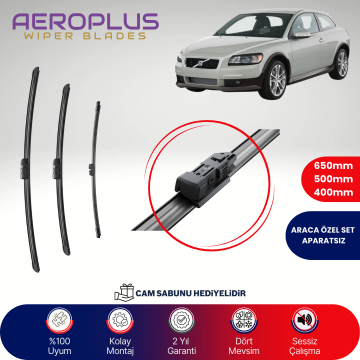 Aeroplus Volvo C30 2006-2010 Ön Arka Muz Silecek Takımı