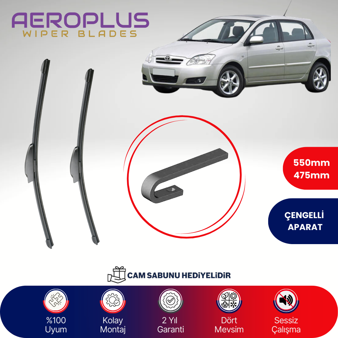 Aeroplus Toyota Corolla HB 2001-2006 Muz Silecek Takımı